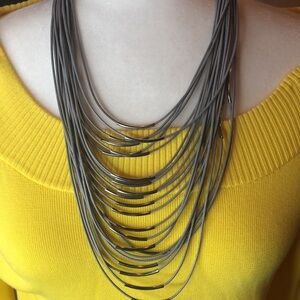 Elegant Multi-Strand Gray and Silver Color Necklace NWT
